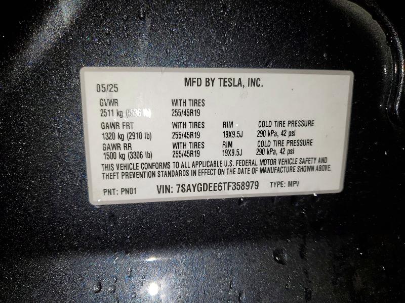 75558195 :رقم المزاد ، 7SAYGDEE6TF358979 vin ، 2026 Tesla Model Y مزاد بيع