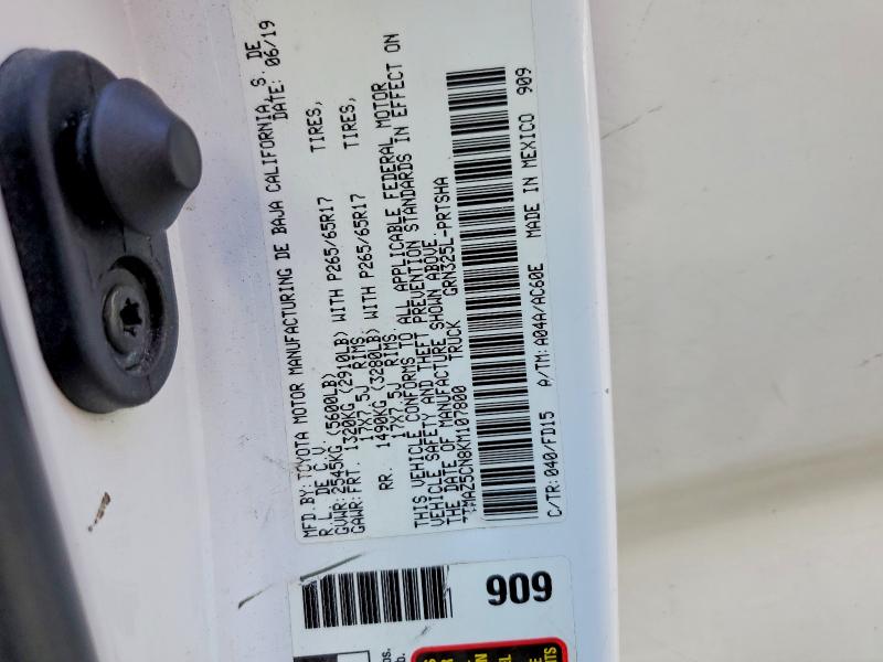 2019 Toyota Tacoma მანქანა იყიდება აუქციონზე, vin: 3TMAZ5CN8KM107800, აუქციონის ნომერი: 78961215