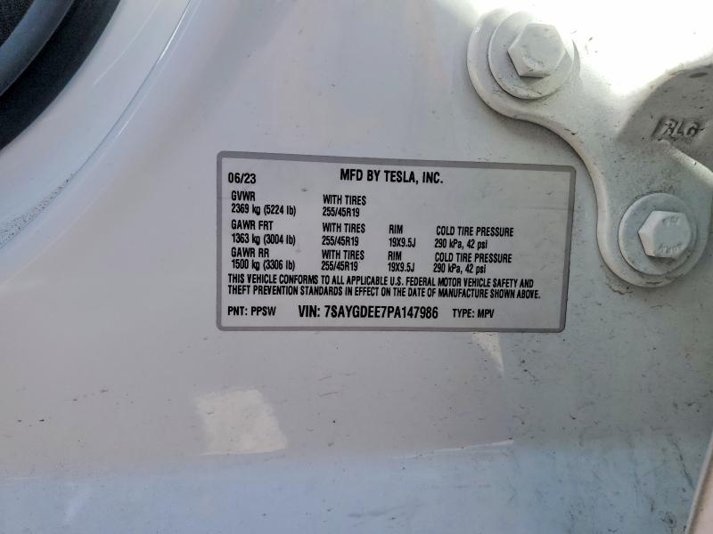 2023 Tesla Model Y მანქანა იყიდება აუქციონზე, vin: 7SAYGDEE7PA147986, აუქციონის ნომერი: 77575435