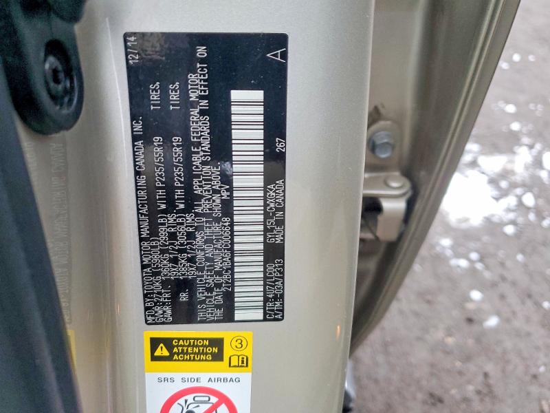 77903985 :رقم المزاد ، 2T2BC1BA6FC006648 vin ، 2015 Lexus Rx 450h مزاد بيع