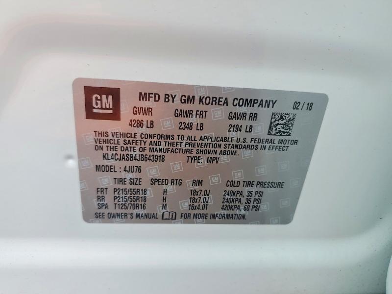 Aukcja sprzedaży 2018 Buick Encore, vin: KL4CJASB4JB643918, numer aukcji: 77068325