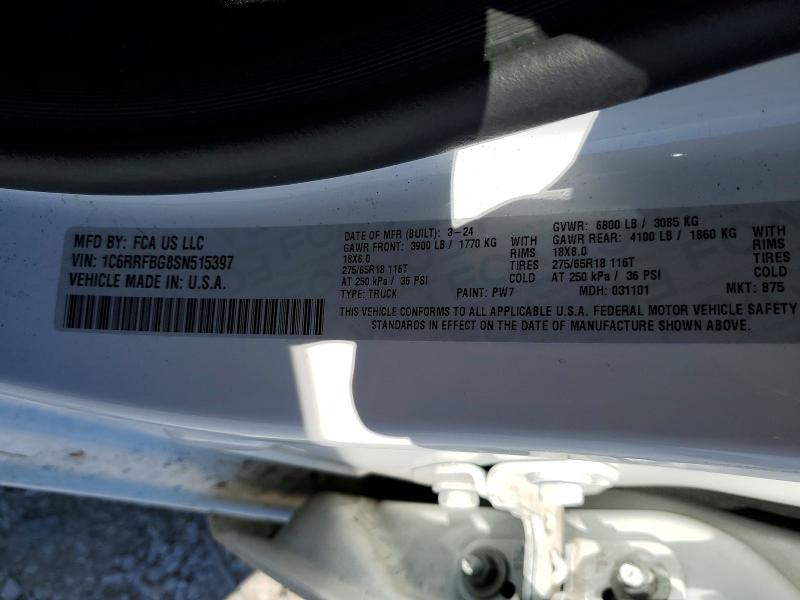 78326085 :رقم المزاد ، 1C6RRFBG8SN515397 vin ، 2025 Ram 1500 مزاد بيع