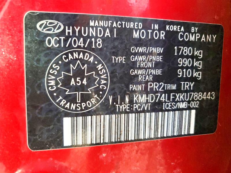 Продажа на аукционе авто 2019 Hyundai Elantra Se, vin: KMHD74LFXKU788443, номер лота: 75682105