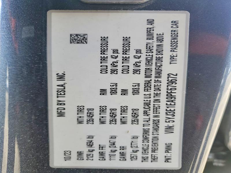 Продаж на аукціоні авто 2023 Tesla Model 3, vin: 5YJ3E1EA9PF679672, номер лоту: 78635595
