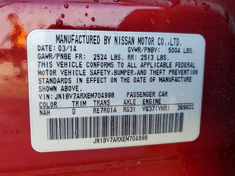 Продаж на аукціоні авто 2014 Infiniti Q50, vin: JN1BV7ARXEM704998, номер лоту: 75704895