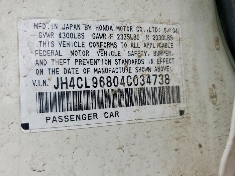Aukcja sprzedaży 2004 Acura Tsx, vin: JH4CL96804C034738, numer aukcji: 77223745