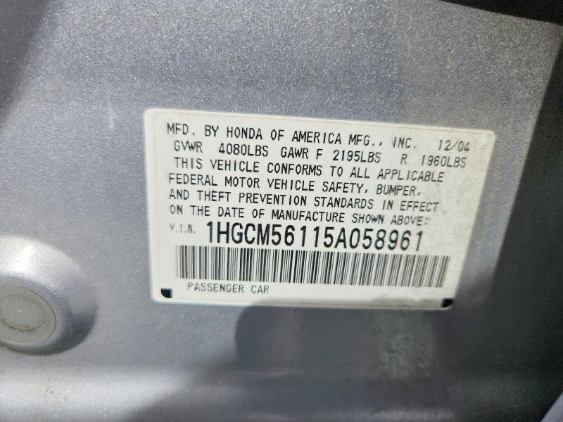 Продажа на аукционе авто 2005 Honda Accord, vin: 1HGCM56115A058961, номер лота: 78859245