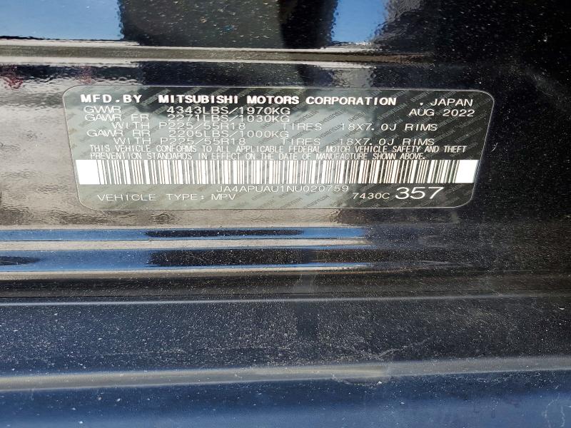 Продаж на аукціоні авто 2022 Mitsubishi Outlander Sport, vin: JA4APUAU1NU020759, номер лоту: 74993985