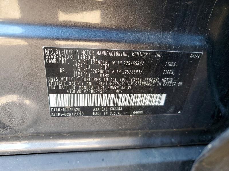 74511345 :رقم المزاد ، 4T3LWRFV7PU091972 vin ، 2023 Toyota Rav4 Le مزاد بيع