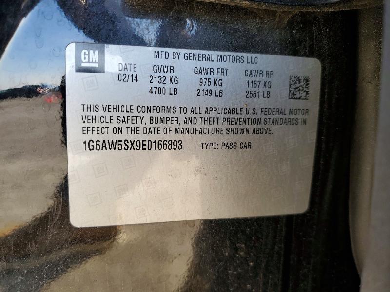 77079125 :رقم المزاد ، 1G6AW5SX9E0166893 vin ، 2014 Cadillac Cts مزاد بيع