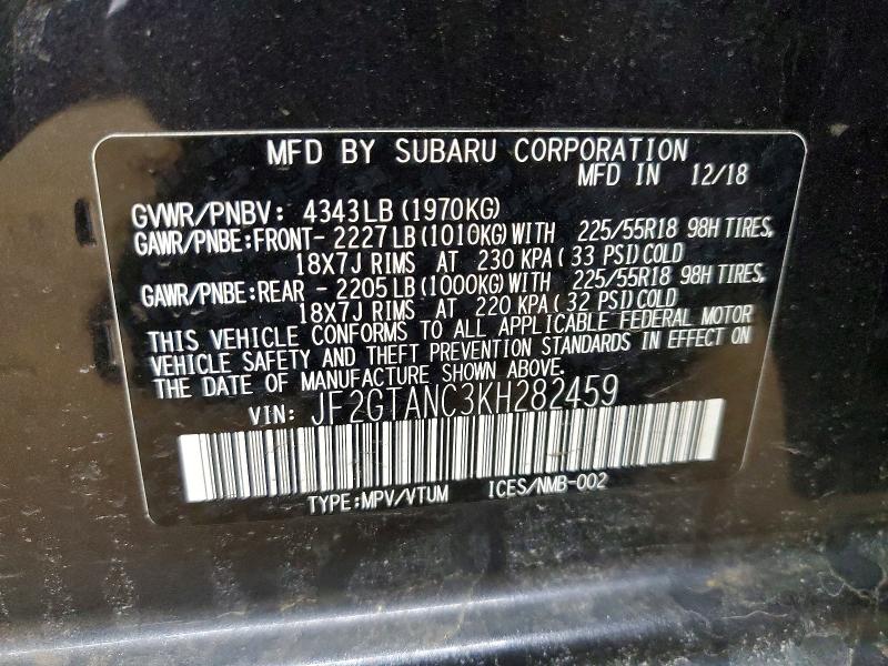 Продажа на аукционе авто 2019 Subaru Crosstrek, vin: JF2GTANC3KH282459, номер лота: 77167025