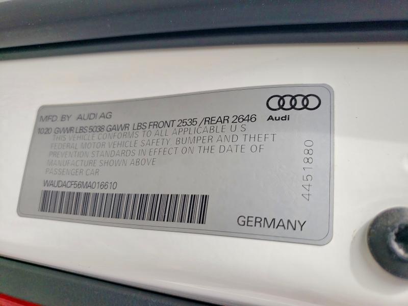 Продаж на аукціоні авто 2021 Audi A5, vin: WAUDACF56MA016610, номер лоту: 77737625