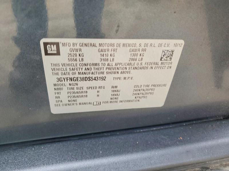 76039345 :رقم المزاد ، 3GYFNGE38DS543192 vin ، 2013 Cadillac Srx مزاد بيع