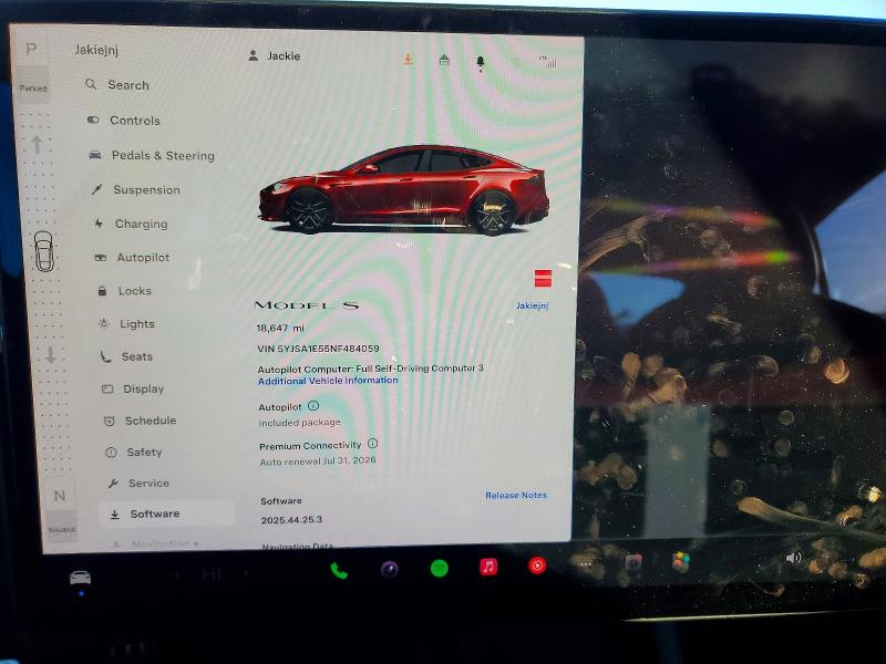 78342965 :رقم المزاد ، 5YJSA1E55NF484059 vin ، 2022 Tesla Model S مزاد بيع