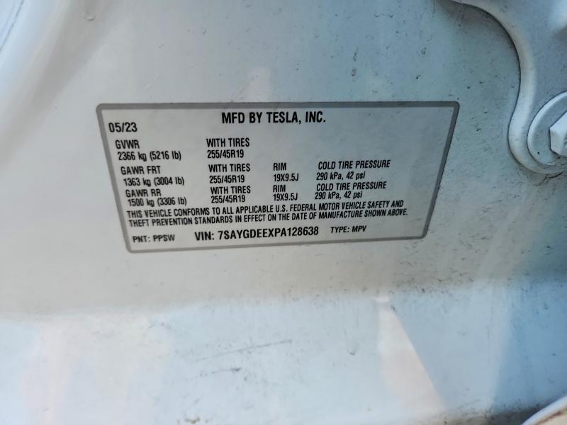 2023 Tesla Model Y მანქანა იყიდება აუქციონზე, vin: 7SAYGDEEXPA128638, აუქციონის ნომერი: 77023705