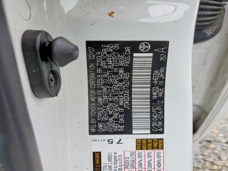 Aukcja sprzedaży 2007 Toyota Prius, vin: JTDKB20U677621455, numer aukcji: 77993795