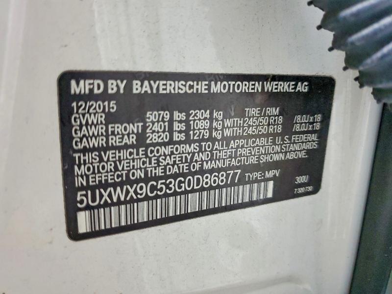 Продаж на аукціоні авто 2016 Bmw X3, vin: 5UXWX9C53G0D86877, номер лоту: 77286005