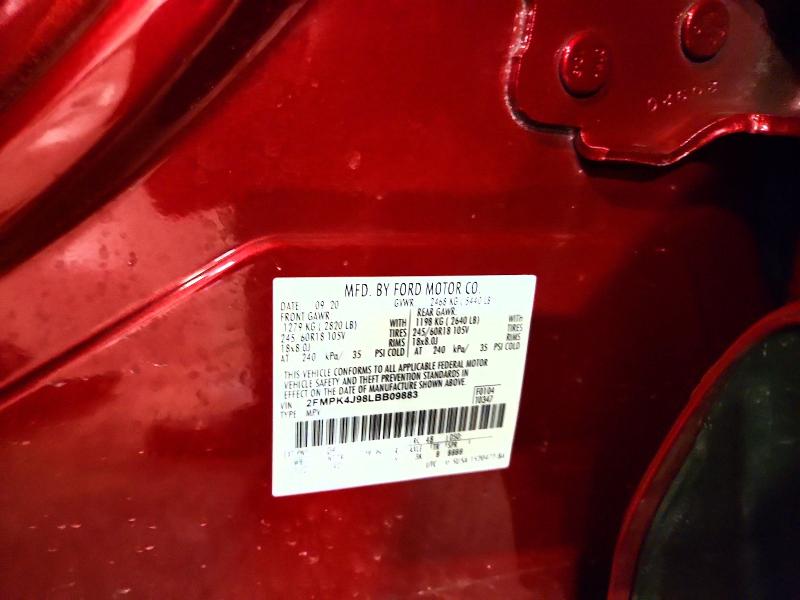 2020 Ford Edge მანქანა იყიდება აუქციონზე, vin: 2FMPK4J98LBB09883, აუქციონის ნომერი: 76819625