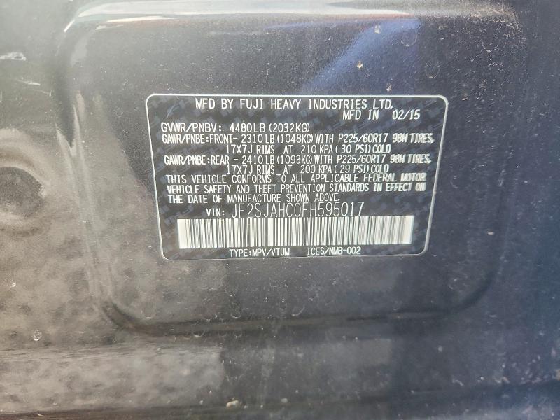 Продажа на аукционе авто 2015 Subaru Forester, vin: JF2SJAHC0FH595017, номер лота: 77771545