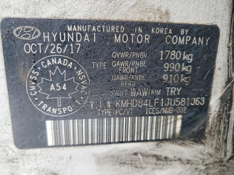Продаж на аукціоні авто 2018 Hyundai Elantra, vin: KMHD84LF1JU581063, номер лоту: 77576145