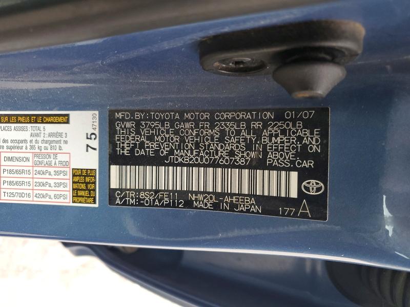 Aukcja sprzedaży 2007 Toyota Prius, vin: JTDKB20U077607387, numer aukcji: 76571105