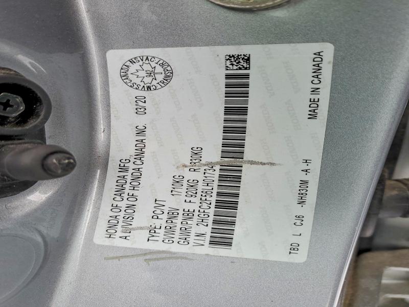 Продажа на аукционе авто 2020 Honda Civic Lx, vin: 2HGFC2F56LH017340, номер лота: 74020865