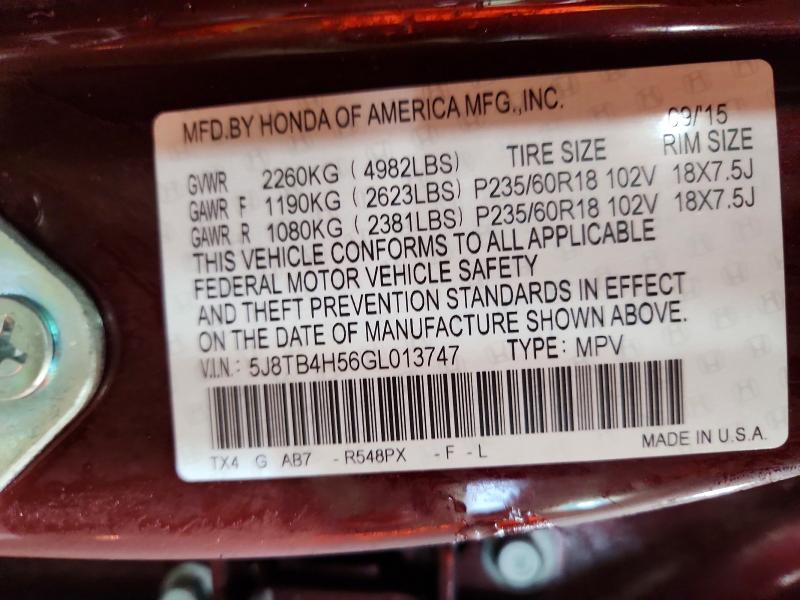 Продажа на аукционе авто 2016 Acura Rdx, vin: 5J8TB4H56GL013747, номер лота: 76472025