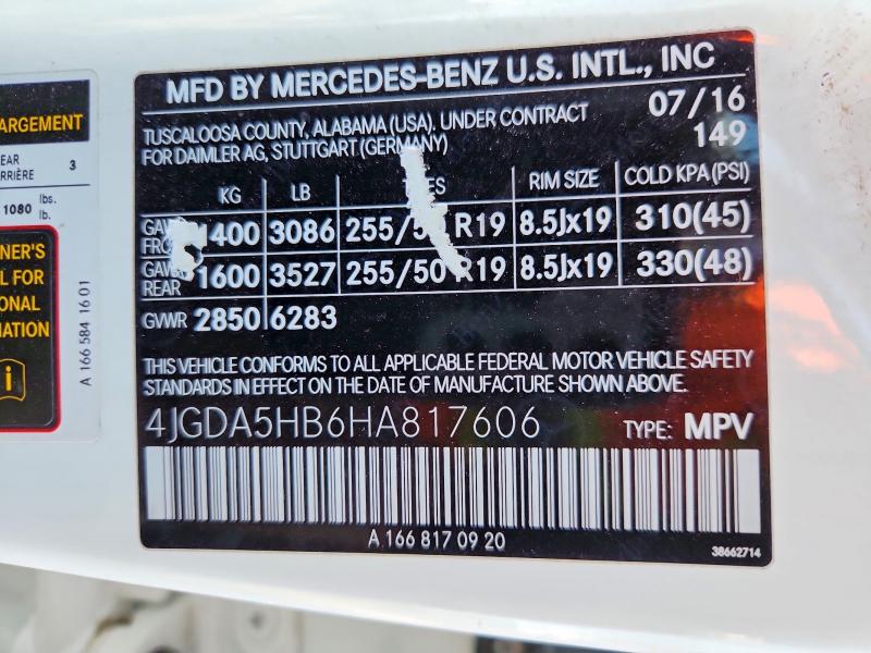 Aukcja sprzedaży 2017 Mercedes-benz Gle, vin: 4JGDA5HB6HA817606, numer aukcji: 76789805