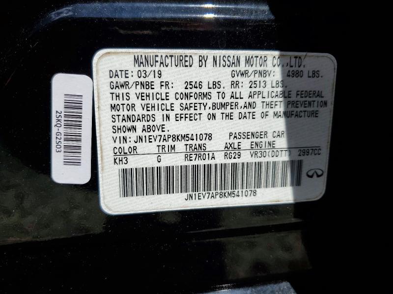 Продажа на аукционе авто 2019 Infiniti Q50, vin: JN1EV7AP8KM541078, номер лота: 78836445
