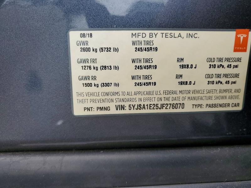 Продаж на аукціоні авто 2018 Tesla Model S, vin: 5YJSA1E25JF276070, номер лоту: 76934455