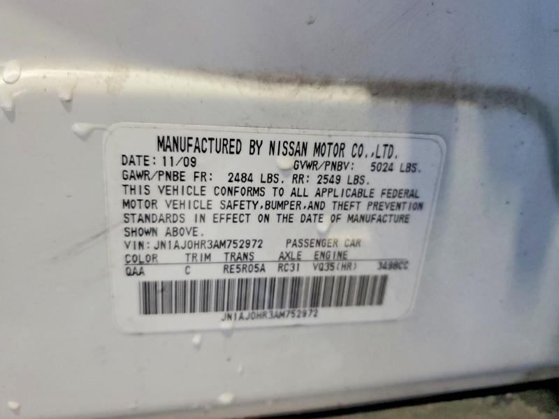 78367165 :رقم المزاد ، JN1AJ0HR3AM752972 vin ، 2010 Infiniti Ex35 مزاد بيع
