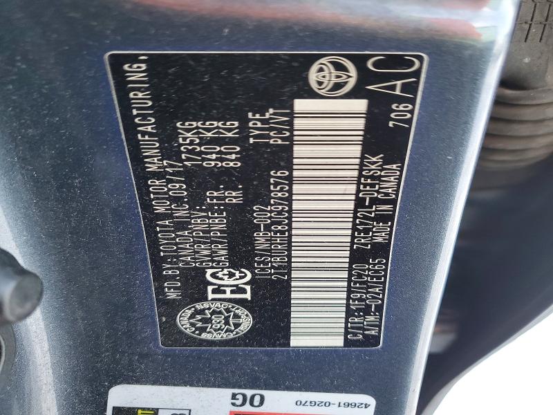 77684925 :رقم المزاد ، 2T1BURHE8JC978576 vin ، 2018 Toyota Corolla مزاد بيع