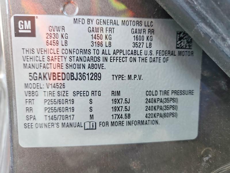Продажа на аукционе авто 2011 Buick Enclave Cx, vin: 5GAKVBED0BJ361289, номер лота: 76654845
