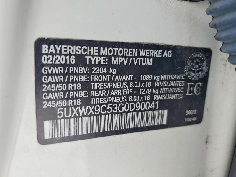 Aukcja sprzedaży 2016 Bmw X3, vin: 5UXWX9C53G0D90041, numer aukcji: 74982215