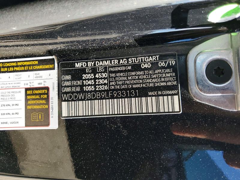 79041805 :رقم المزاد ، WDDWJ8DB9LF933131 vin ، 2020 Mercedes-benz C مزاد بيع