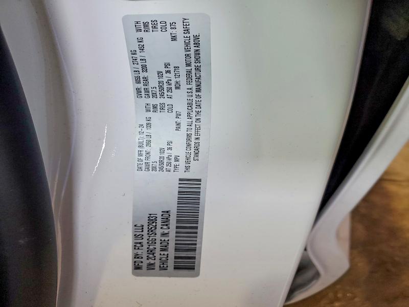 76408195 :رقم المزاد ، 2C4RC1GG1SR529831 vin ، 2025 Chrysler Pacifica L مزاد بيع