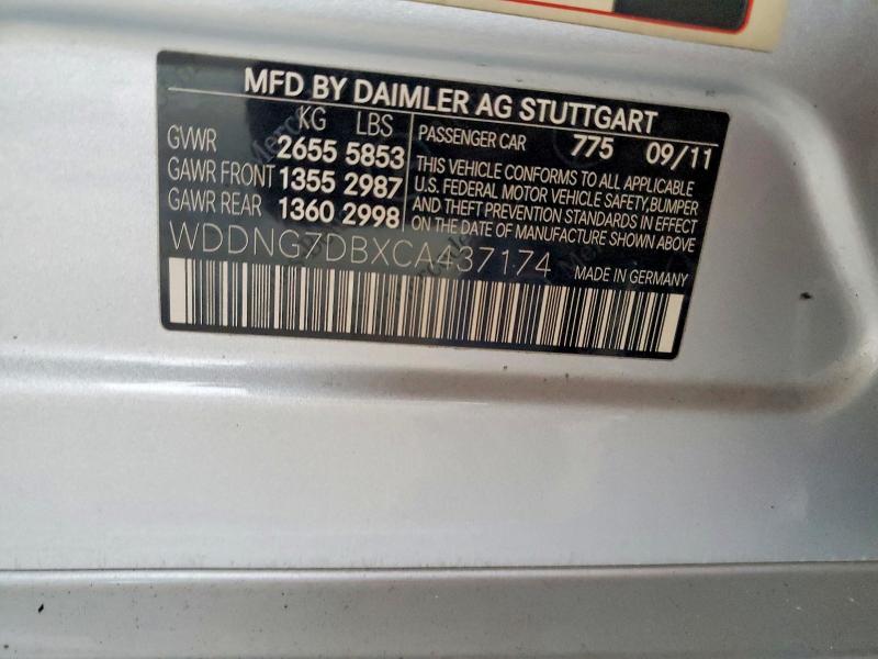 2012 Mercedes-benz S მანქანა იყიდება აუქციონზე, vin: WDDNG7DBXCA437174, აუქციონის ნომერი: 78354155