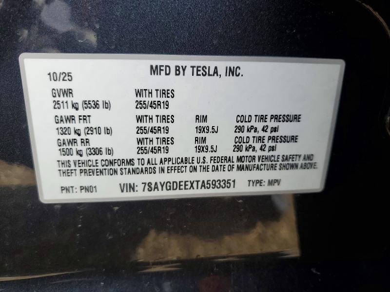 Продажа на аукционе авто 2026 Tesla Model Y, vin: 7SAYGDEEXTA593351, номер лота: 77502785