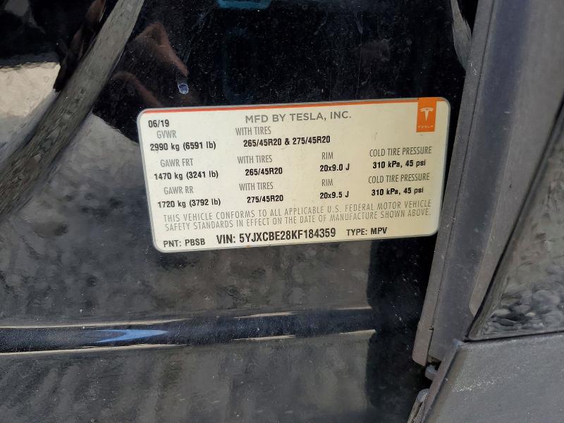Aukcja sprzedaży 2019 Tesla Model X, vin: 5YJXCBE28KF184359, numer aukcji: 77593895
