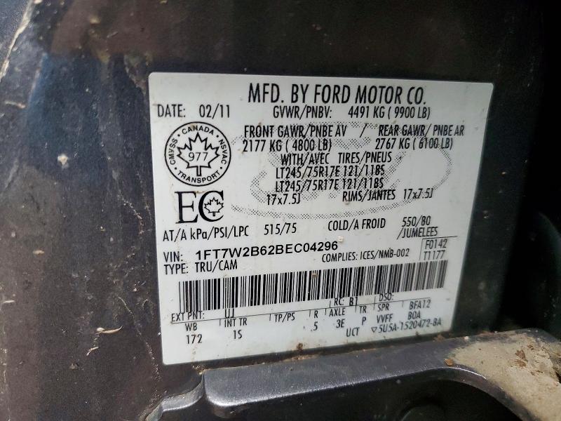 Aukcja sprzedaży 2011 Ford F250, vin: 1FT7W2B62BEC04296, numer aukcji: 76883285