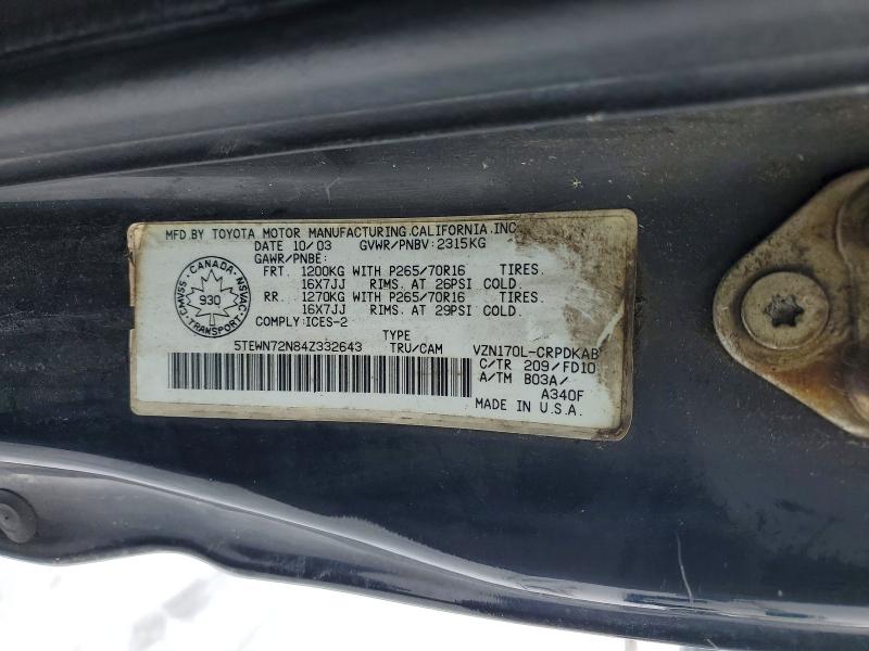 Aukcja sprzedaży 2004 Toyota Tacoma, vin: 5TEWN72N84Z332643, numer aukcji: 74952495