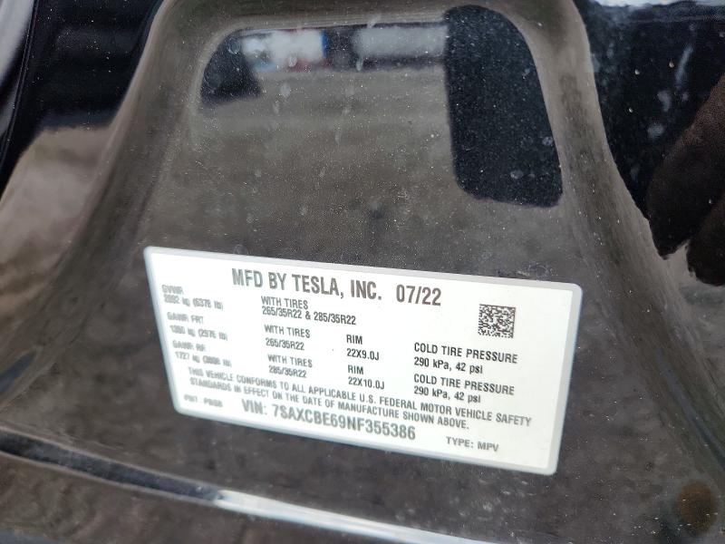 Продажа на аукционе авто 2022 Tesla Model X, vin: 7SAXCBE69NF355386, номер лота: 77649185