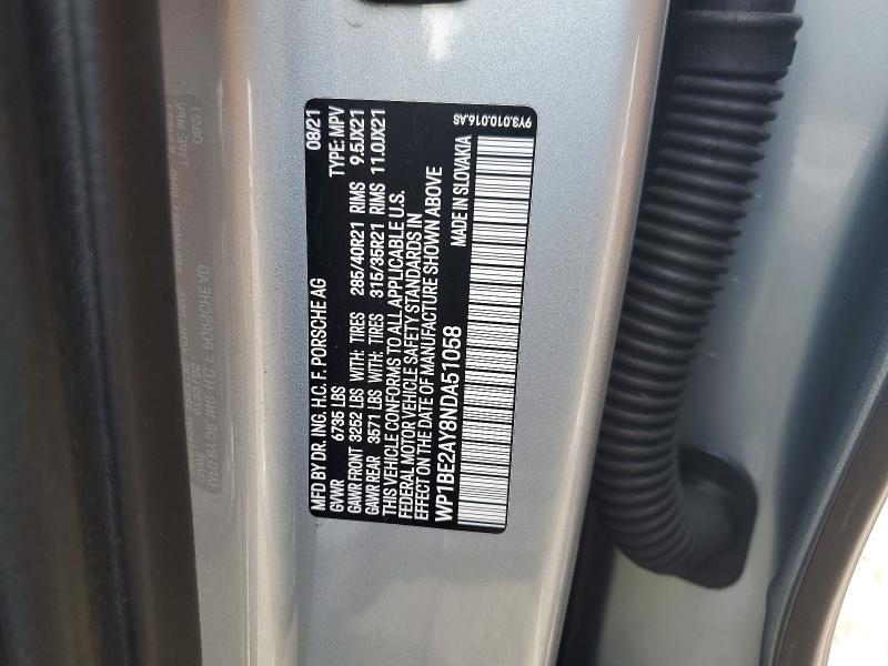 Продаж на аукціоні авто 2022 Porsche Cayenne, vin: WP1BE2AY8NDA51058, номер лоту: 77648745