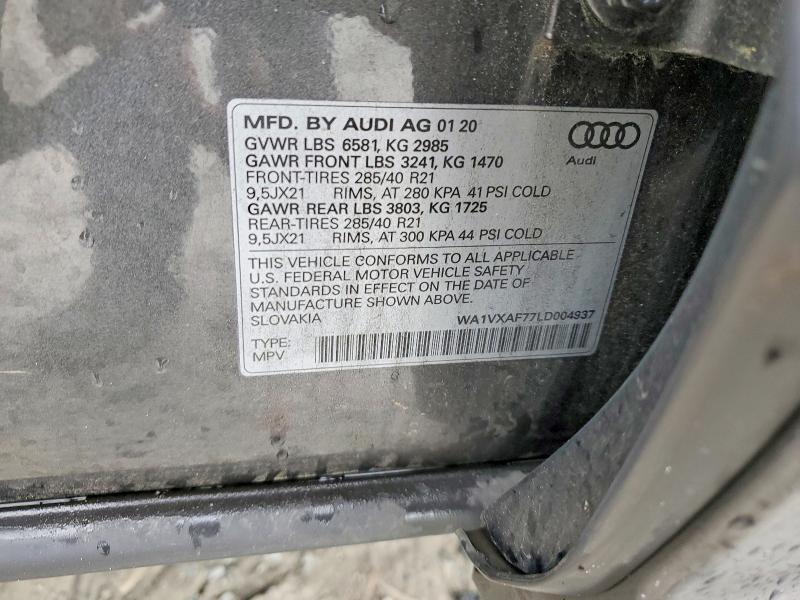 Aukcja sprzedaży 2020 Audi Q7, vin: WA1VXAF77LD004937, numer aukcji: 79371595