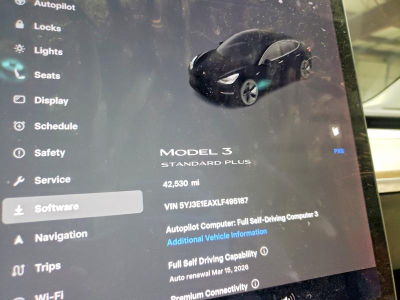 77530465 :رقم المزاد ، 5YJ3E1EAXLF495187 vin ، 2020 Tesla Model 3 مزاد بيع
