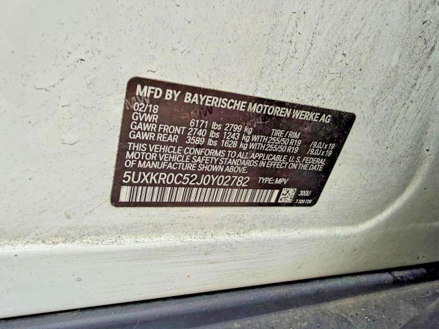 2018 Bmw X5 Xdrive3 მანქანა იყიდება აუქციონზე, vin: 5UXKR0C52J0Y02782, აუქციონის ნომერი: 76812195