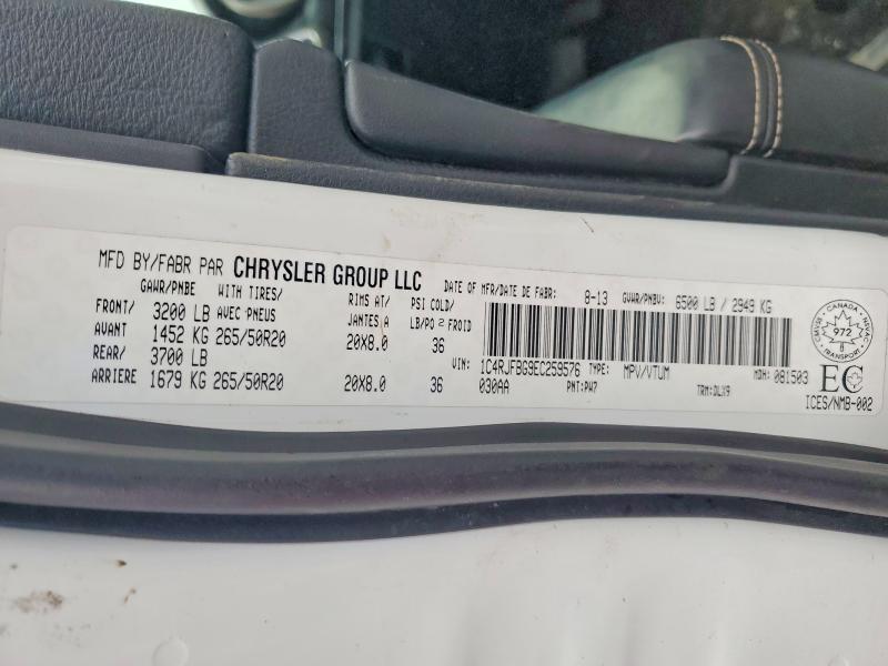 Продаж на аукціоні авто 2014 Jeep Grand Cherokee, vin: 1C4RJFBG9EC259576, номер лоту: 76911665