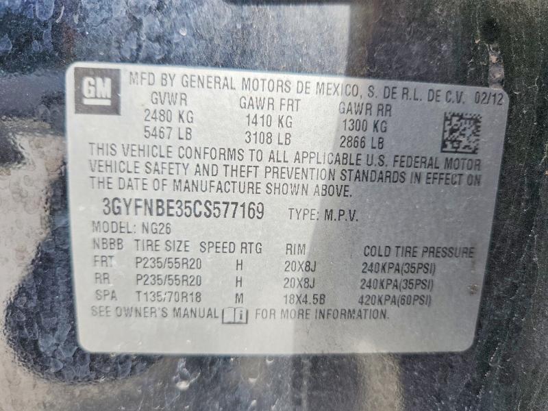 75898485 :رقم المزاد ، 3GYFNBE35CS577169 vin ، 2012 Cadillac Srx مزاد بيع