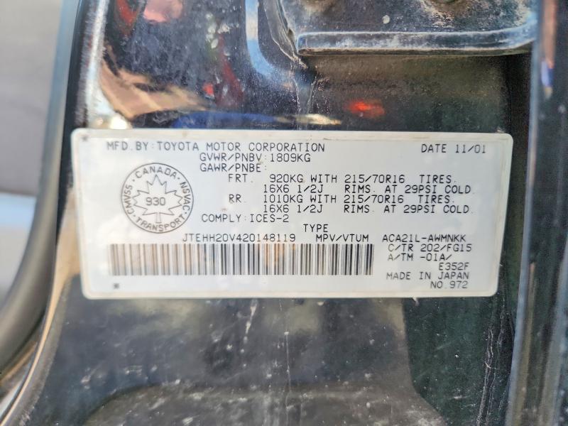 79028995 :رقم المزاد ، JTEHH20V420148119 vin ، 2002 Toyota Truck/van Rav4 4dr 4wd مزاد بيع