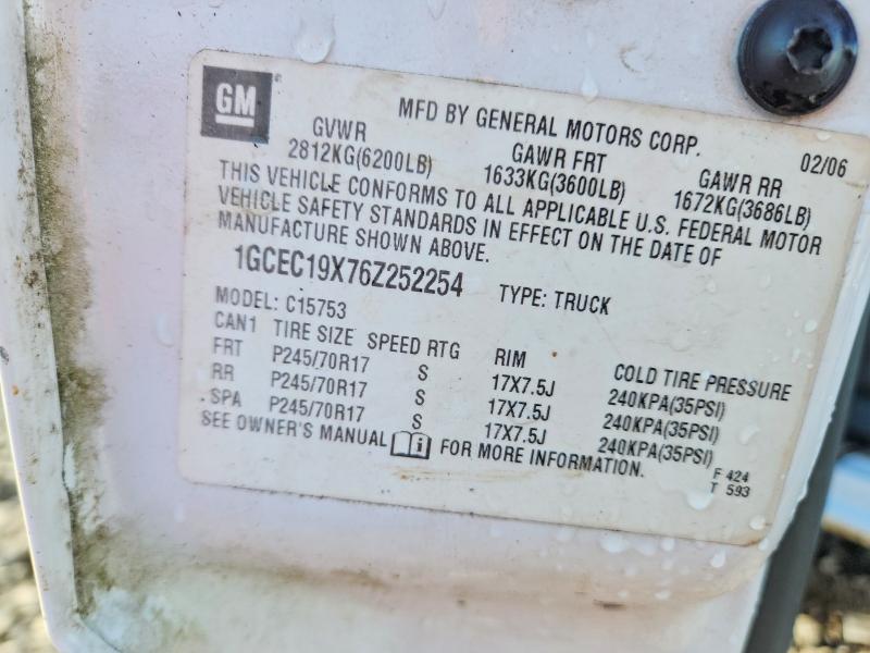 2006 Chevrolet Silverado მანქანა იყიდება აუქციონზე, vin: 1GCEC19X76Z252254, აუქციონის ნომერი: 76124545
